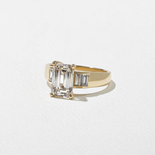 2.0ct Emerald Five Stone Moissanite Diamond Unique Engagement Ring With Matching Band