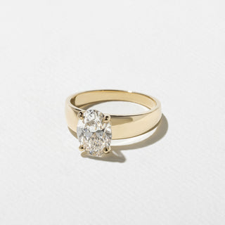 1.75ct Oval Moissanite Diamond Solitaire Engagement Ring With Matching Curved Band