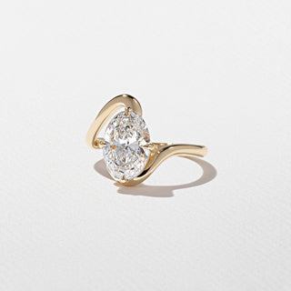 2.50ct Oval Moissanite Diamond Tension Style Engagement Ring With Matching Curved Band