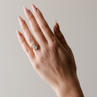 2.50ct Oval Moissanite Diamond Tension Style Engagement Ring With Matching Curved Band