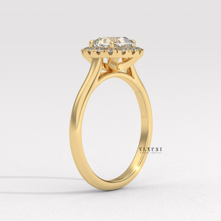 sparkling cushion halo solitaire ring, statement cushion halo solitaire ring