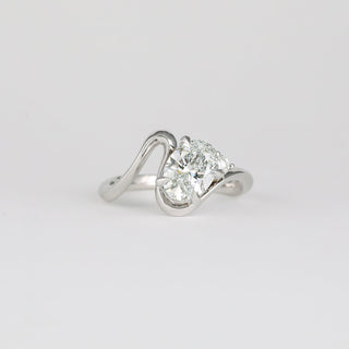 1.25ct Oval Cut Curved Unique Diamond Moissanite Engagement Ring And Matching Band