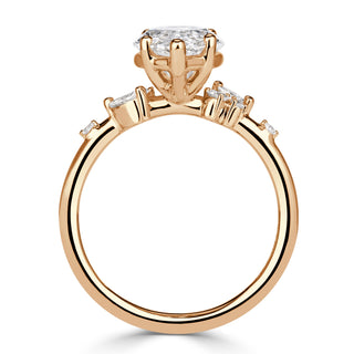 marquise moissanite ring, cluster engagement ring, 3.5ct moissanite ring