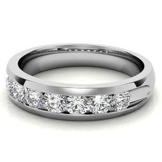 Round Cut Channel Moissanite Men's Wedding Band In White Gold