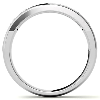 Round Cut Channel Moissanite Men's Wedding Band In White Gold