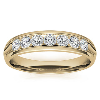 0.7ct Round Channel Men's Moissanite Wedding Band In Yellow Gold