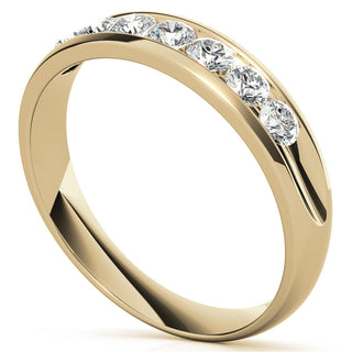 0.7ct Round Channel Men's Moissanite Wedding Band In Yellow Gold