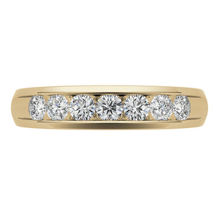 0.7ct Round Channel Men's Moissanite Wedding Band In Yellow Gold