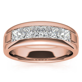 Princess Cut Channel Moissanite Men's Diamond Wedding Band