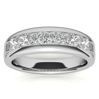 Princess Diamond Cut Channel Moissanite Men's Wedding Band