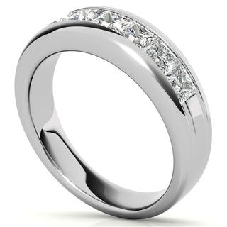 Princess Diamond Cut Channel Moissanite Men's Wedding Band