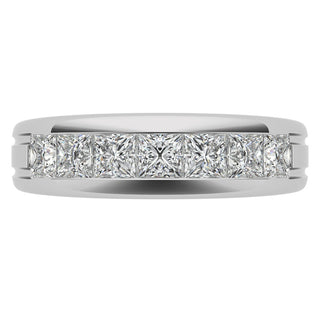 Princess Diamond Cut Channel Moissanite Men's Wedding Band