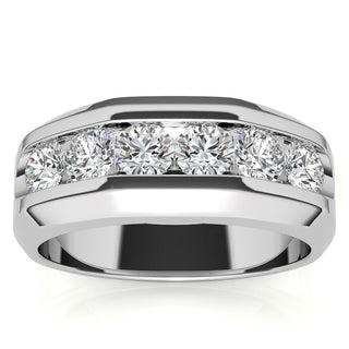 Round Cut Channel Men's Moissanite Wedding Band