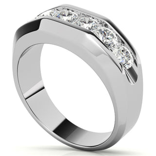 Round Cut Channel Men's Moissanite Wedding Band