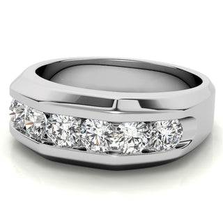 Round Cut Channel Men's Moissanite Wedding Band