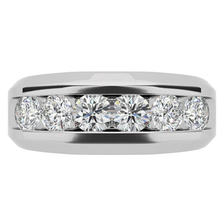 Round Cut Channel Men's Moissanite Wedding Band