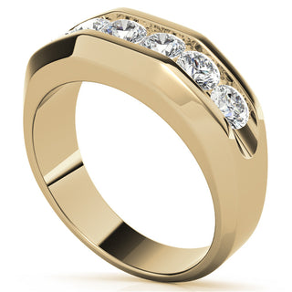 Round Cut Channel Men's Moissanite Wedding Band