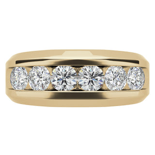 Round Cut Channel Men's Moissanite Wedding Band