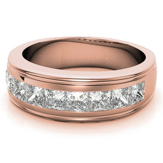 Princess Cut Channel Moissanite Men's Wedding Band