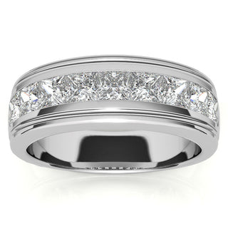 Princess Cut Channel Moissanite Men's Wedding Band