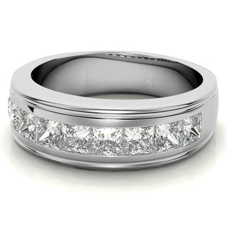 Princess Cut Channel Moissanite Men's Wedding Band