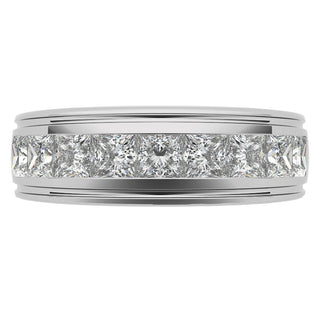 Princess Cut Channel Moissanite Men's Wedding Band