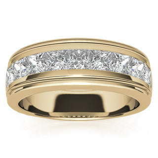 Princess Cut Channel Moissanite Men's Wedding Band