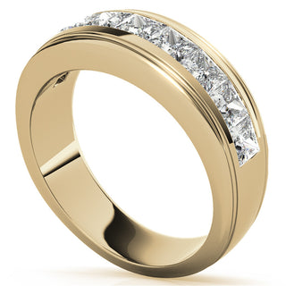 Princess Cut Channel Moissanite Men's Wedding Band