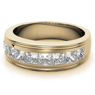 Princess Cut Channel Moissanite Men's Wedding Band