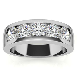 Round Channel Men's Moissanite Wedding Band