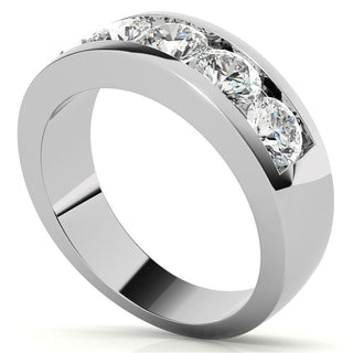 Round Channel Men's Moissanite Wedding Band