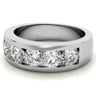 Round Channel Men's Moissanite Wedding Band