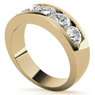 Round Channel Men's Moissanite Wedding Band