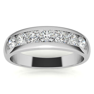 Round Cut Channel Moissanite Men's Wedding Band