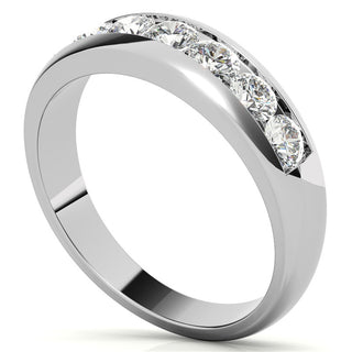 Round Cut Channel Moissanite Men's Wedding Band