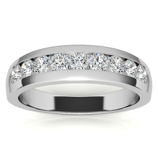 Round Cut Channel Moissanite Men's Wedding Band