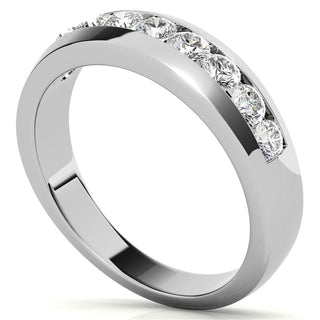 Round Cut Channel Moissanite Men's Wedding Band