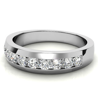 Round Cut Channel Moissanite Men's Wedding Band