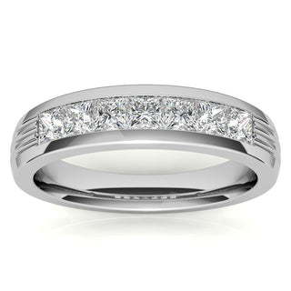 Princess Cut Channel Moissanite Men's Wedding Band