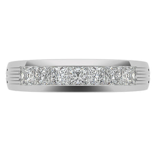 Princess Cut Channel Moissanite Men's Wedding Band