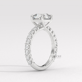 micro pavé cushion diamond ring