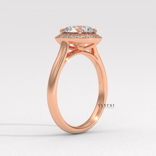 bold round halo setting design,delicate round halo setting look