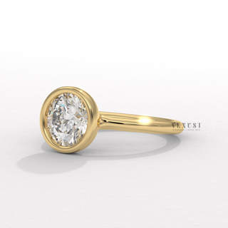 minimalist round bezel engagement ring