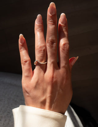 1.50CT Elongated Cushion Cut Moissanite Unique Bypass Engagement Ring With Matching Curved Band