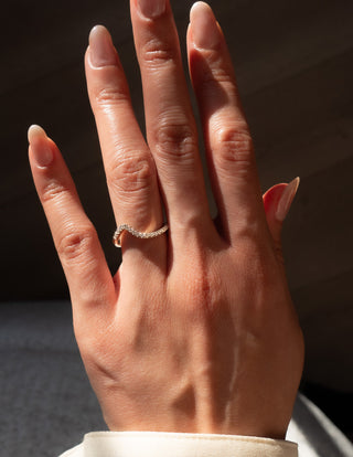 0.50CT-1.50CT Marquise Cut Moissanite Unique Pave Engagement Ring With Matching Curved Band