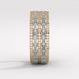 emerald and round cluster eternity band