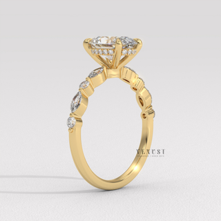 pear and marquise side stones ring
oval center marquise pear ring
unique shape diamond engagement ring