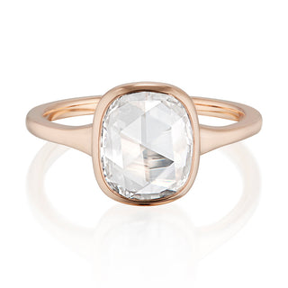 modern bezel engagement ring,rose cut cushion bezel engagement ring, cushion bezel moissanite ring, cushion rose cut engagement ring