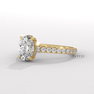 oval halo pave engagement ring