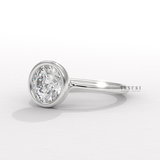modern round bezel diamond ring